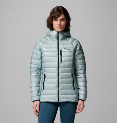 Women's Arctic Crest Down Hooded Jacket, Color: Crushed Blue, image 5