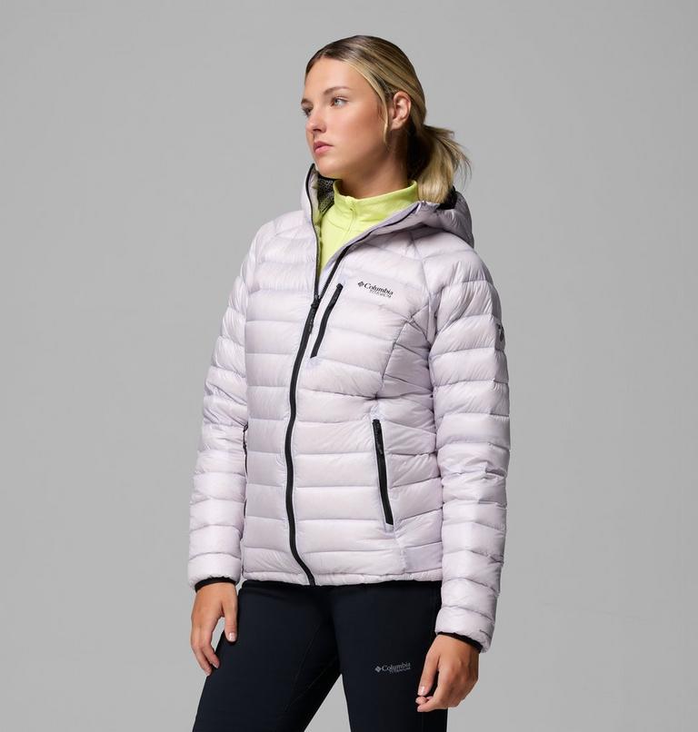 Women's Arctic Crest Down Hooded Jacket, Color: Lavender Pearl, image 4