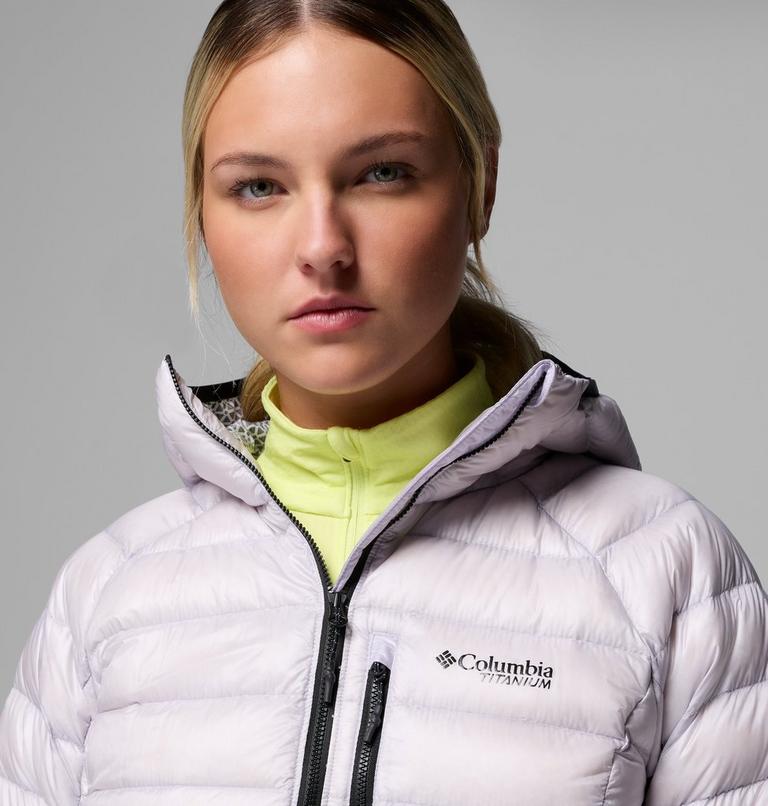 Women's Arctic Crest Down Hooded Jacket, Color: Lavender Pearl, image 7