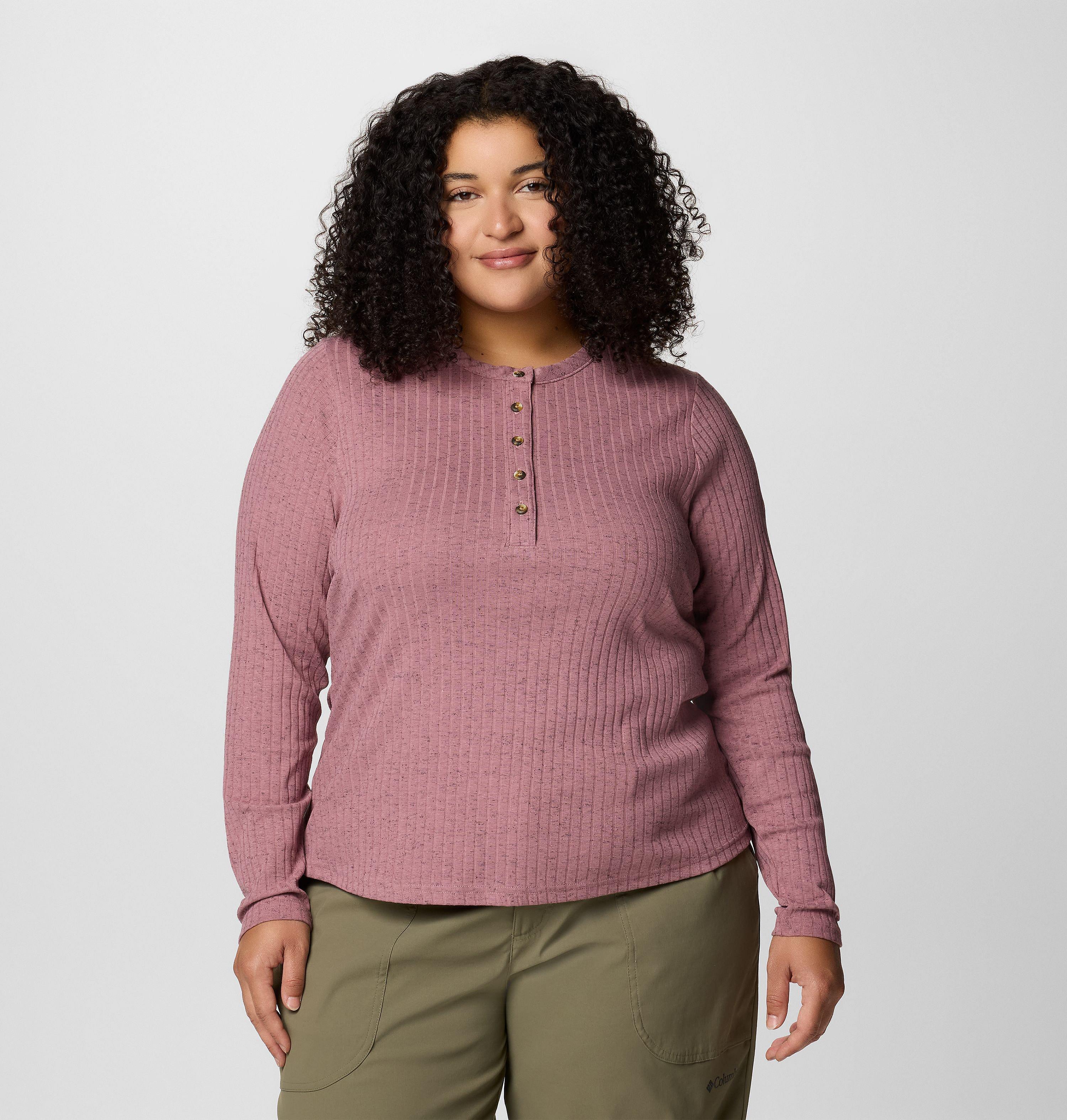 Women's Brea Falls Henley Long Sleeve Shirt - Plus Size 1