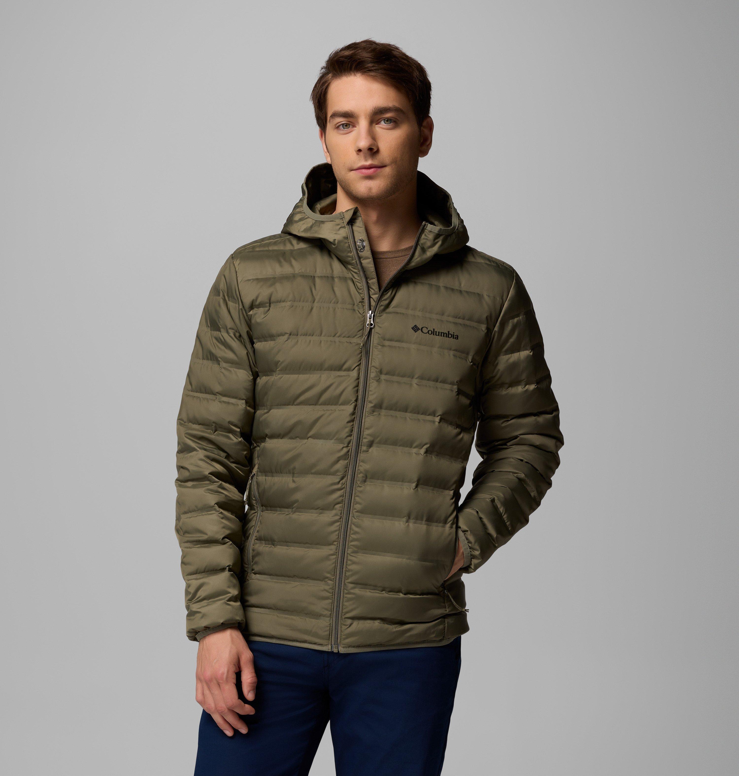Columbia Sportswear Men's Green Columbia - Lake 22™ Ii Down Hooded Jacket - Stone Large