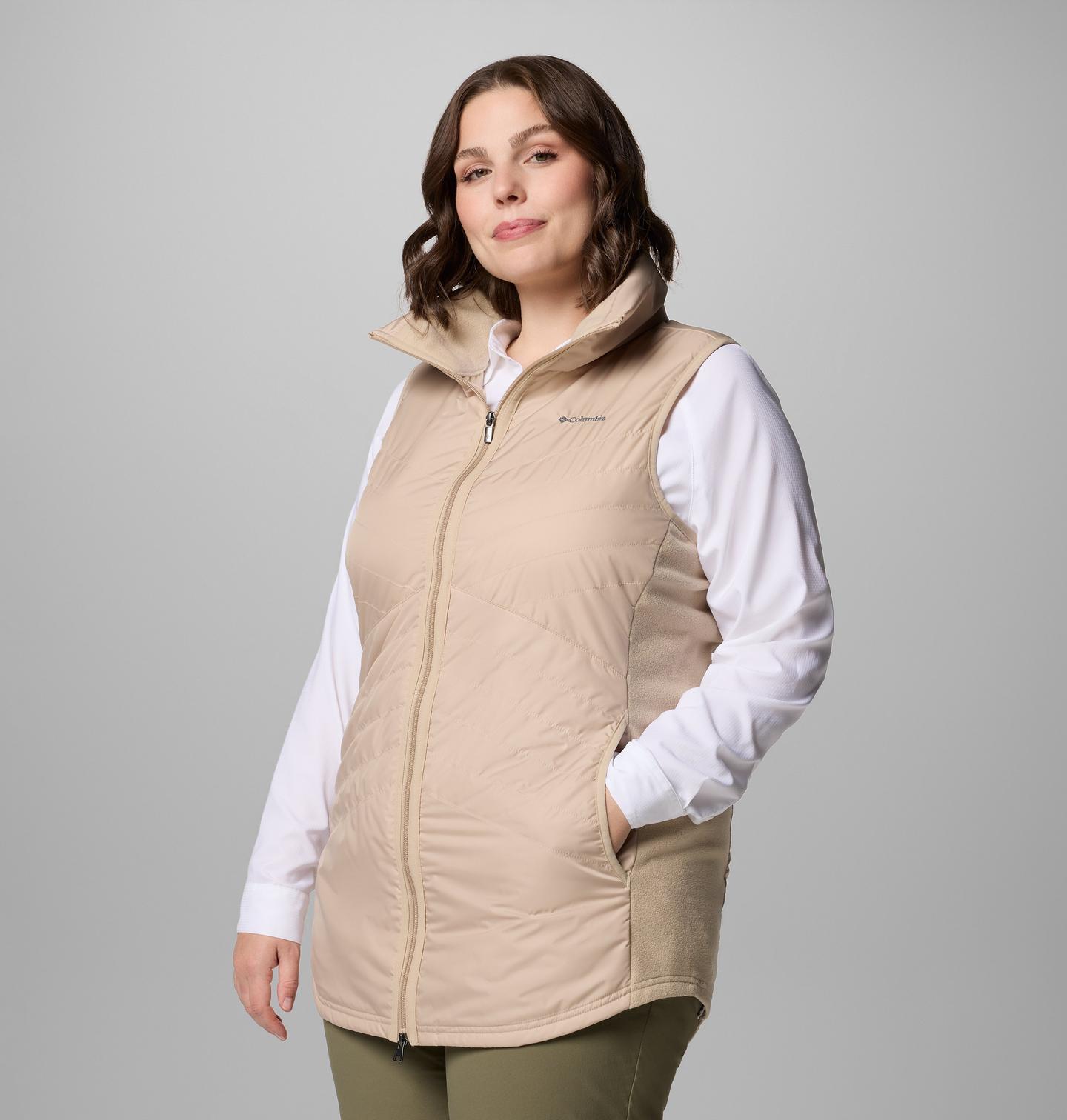 Женский жилет Columbia Mix It Around Long Vest II - Plus Size, цвет: Серо-бежевый, вариант 1 — фото 3