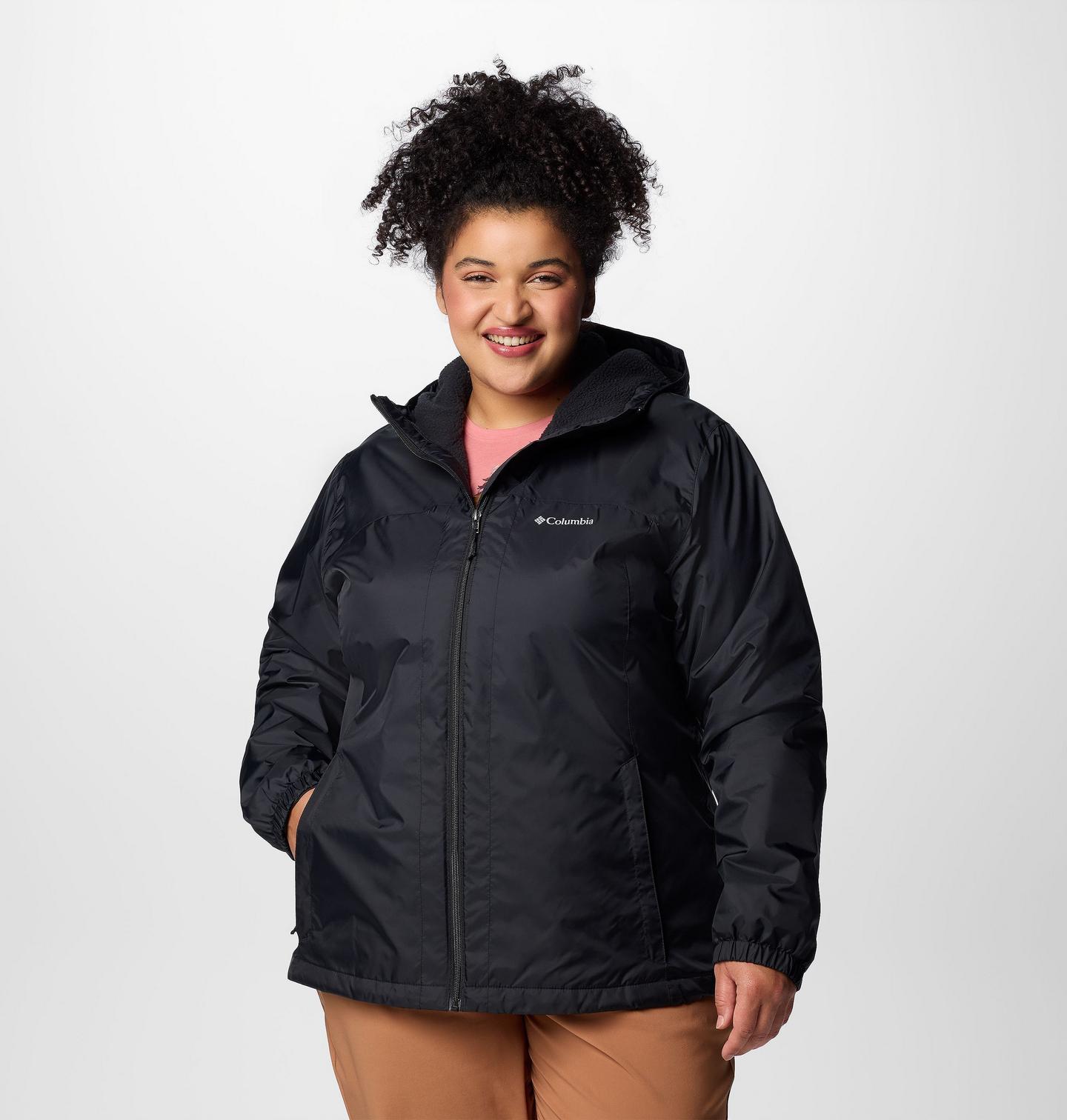 Женская куртка Columbia Switchback II Sherpa Lined Jacket - Plus Size, цвет: Чёрный — фото 1