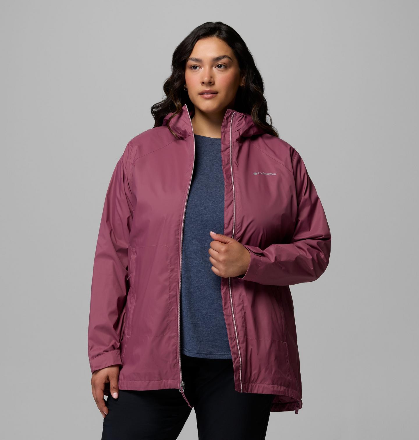 Женская куртка Columbia Switchback II Lined Long Jacket - Plus Size, цвет: Состаренный розовато-лиловый — фото 3