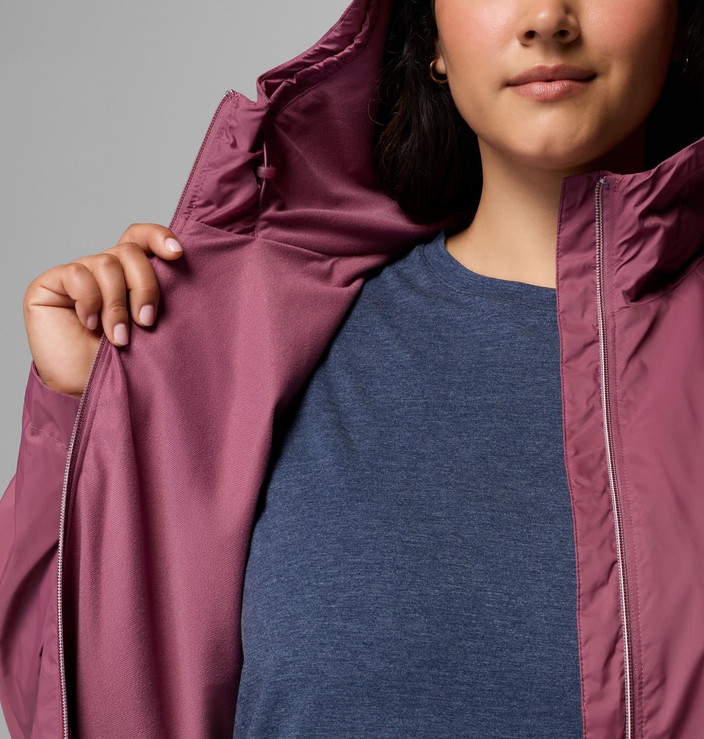 Женская куртка Columbia Switchback II Lined Long Jacket - Plus Size, цвет: Состаренный розовато-лиловый — фото 4