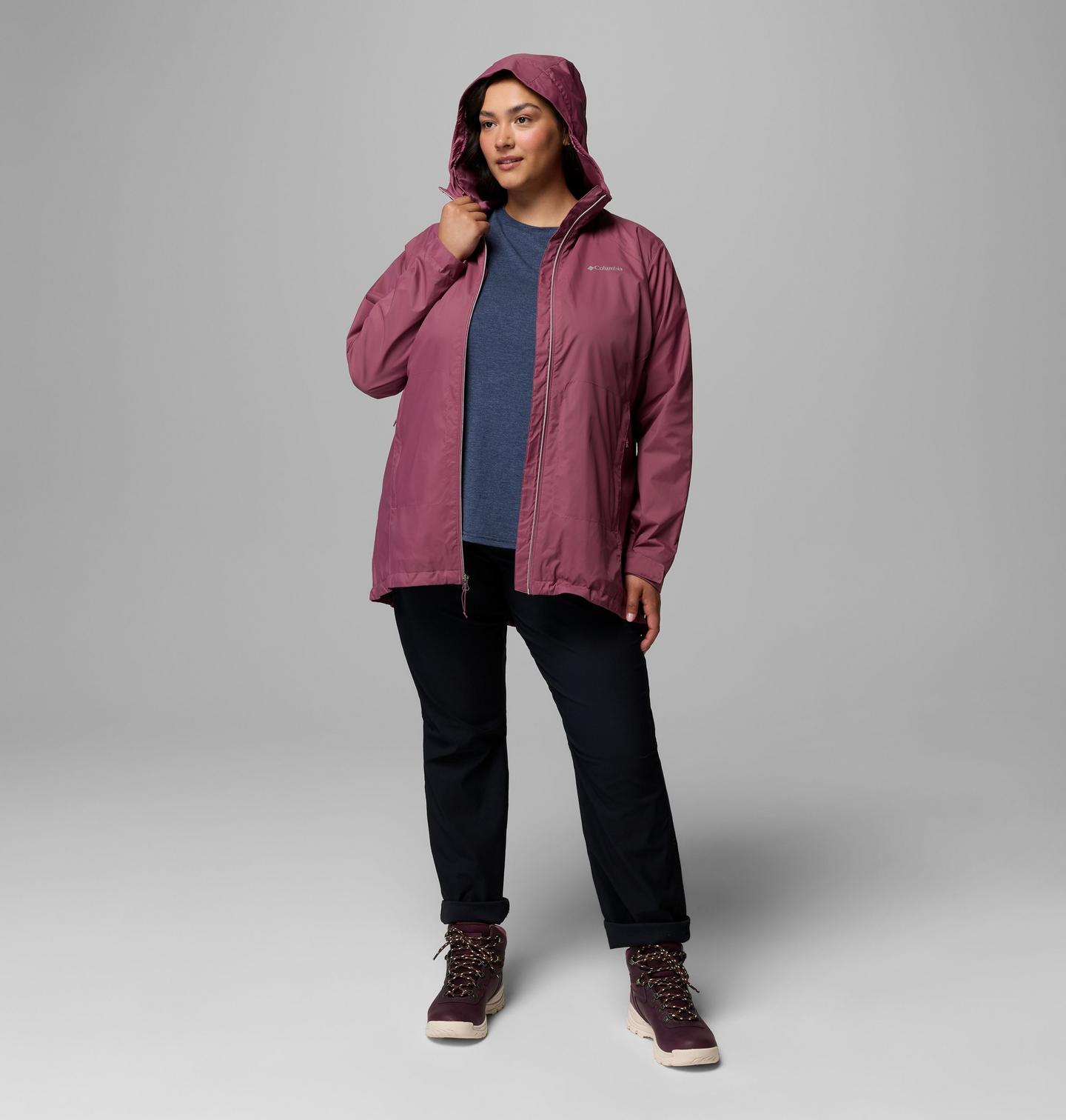 Женская куртка Columbia Switchback II Lined Long Jacket - Plus Size, цвет: Состаренный розовато-лиловый — фото 2