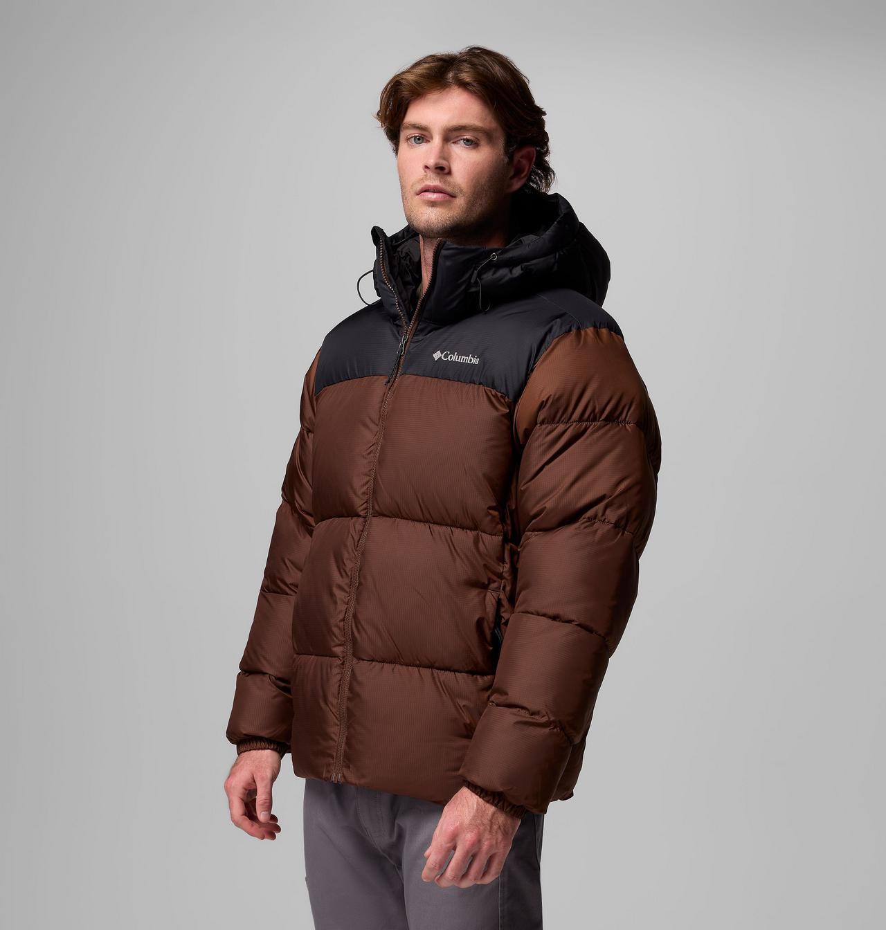 コロンビア hooded puffer jacket チェック ブラウン XL コロンビア hooded puffer jacket チェック ブラウン XL