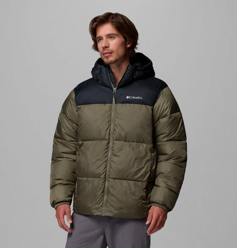 Men's Puffect II Hooded Puffer Jacket, Color: Stone Green, Black, image 4