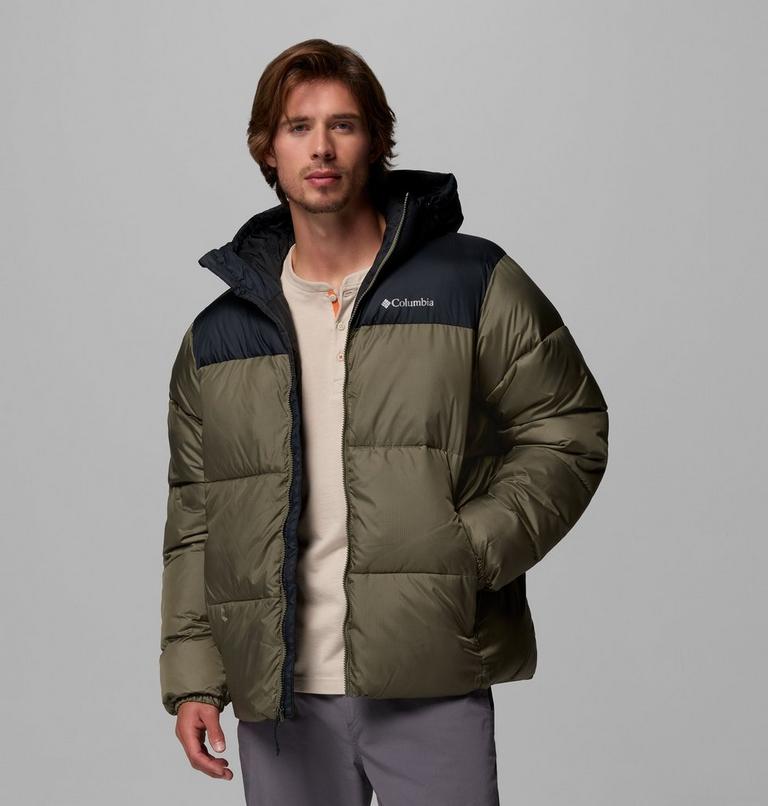 Men's Puffect II Hooded Puffer Jacket, Color: Stone Green, Black, image 5