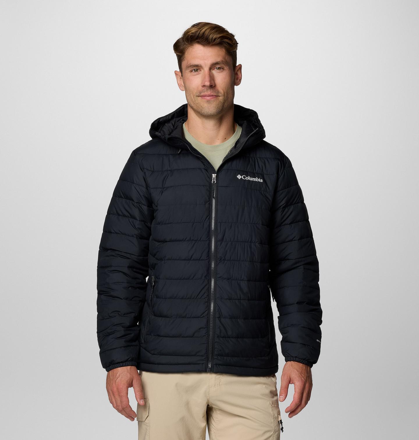 Мужская куртка Columbia Powder Lite II Hooded, цвет: Чёрный, вариант 1 — фото 1