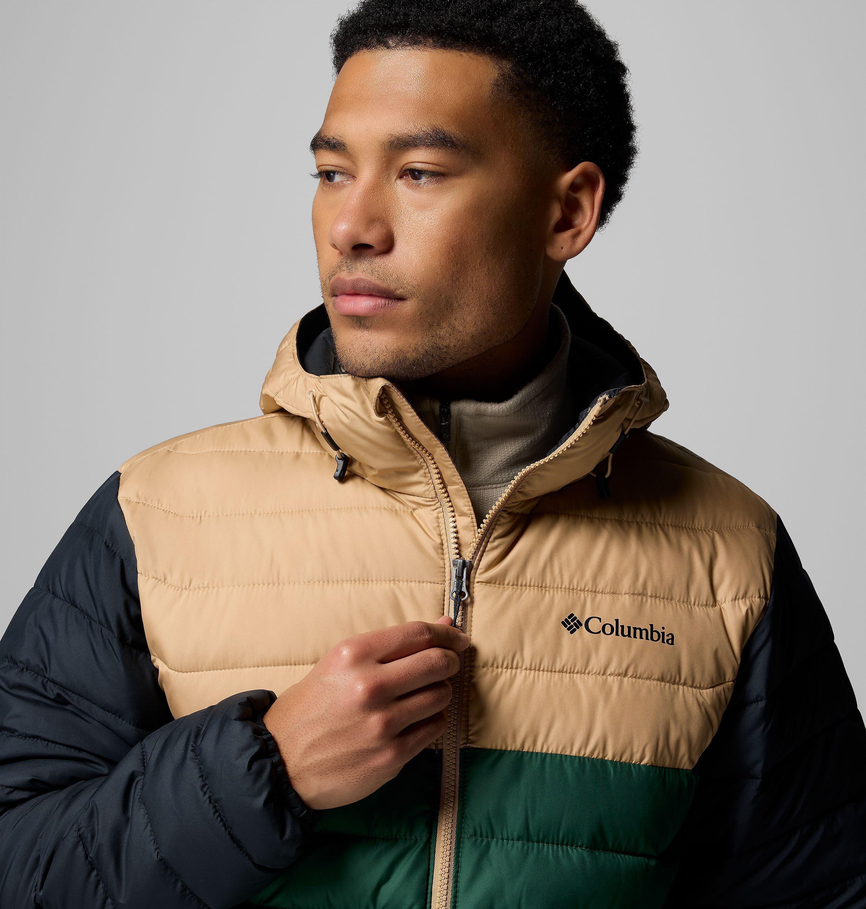 Columbia Powder Lite Ii - Giacca con cappuccio da ragazzo, Rosso montagna/vino ricco, 4 anni