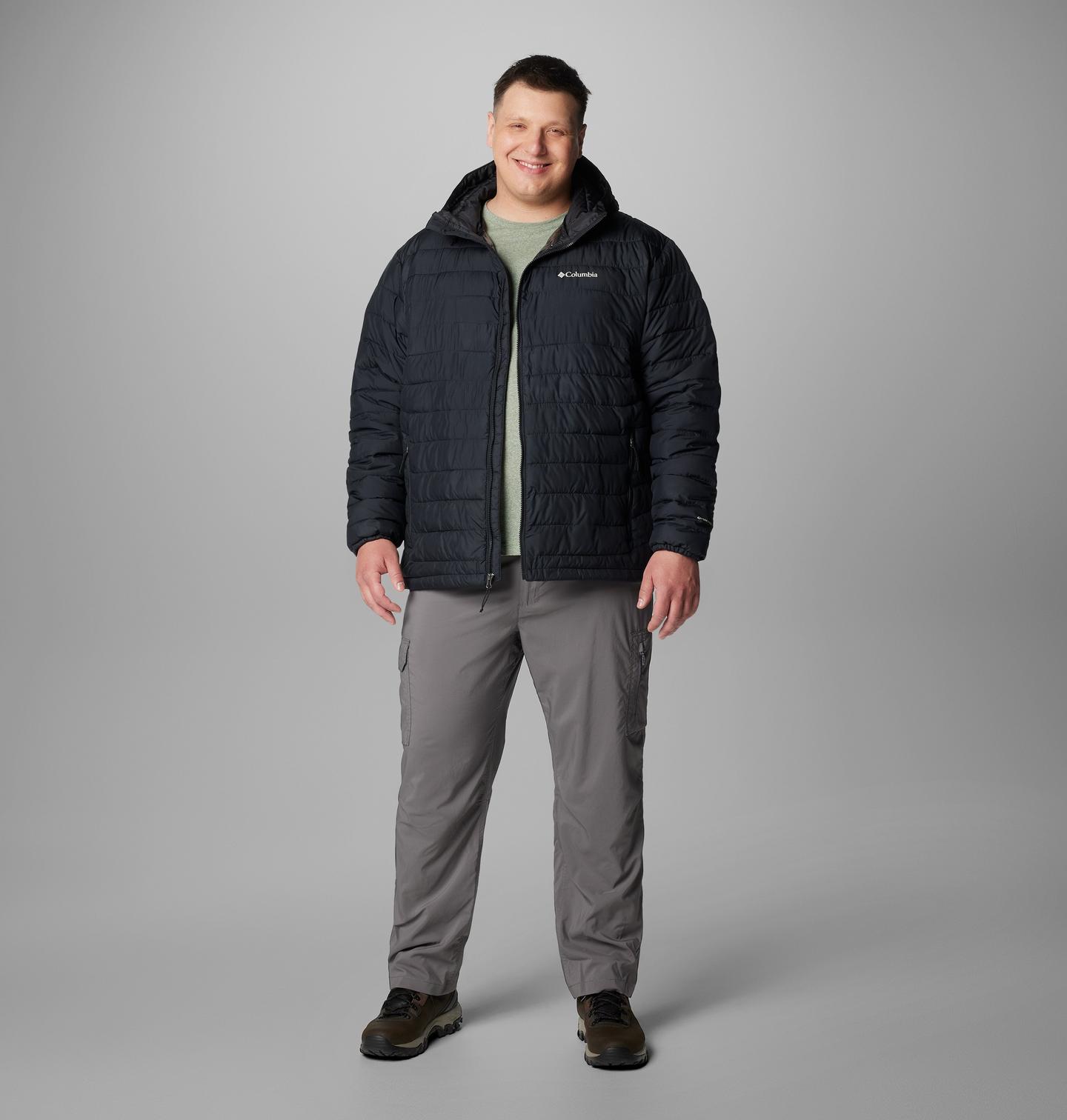 Мужская куртка Columbia Powder Lite II Hooded Jacket - Big, цвет: Чёрный, вариант 1 — фото 2
