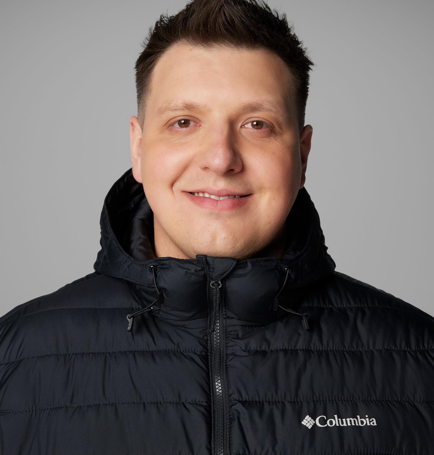 Мужская куртка Columbia Powder Lite II Hooded Jacket - Big, цвет: Чёрный, вариант 1 — фото 4