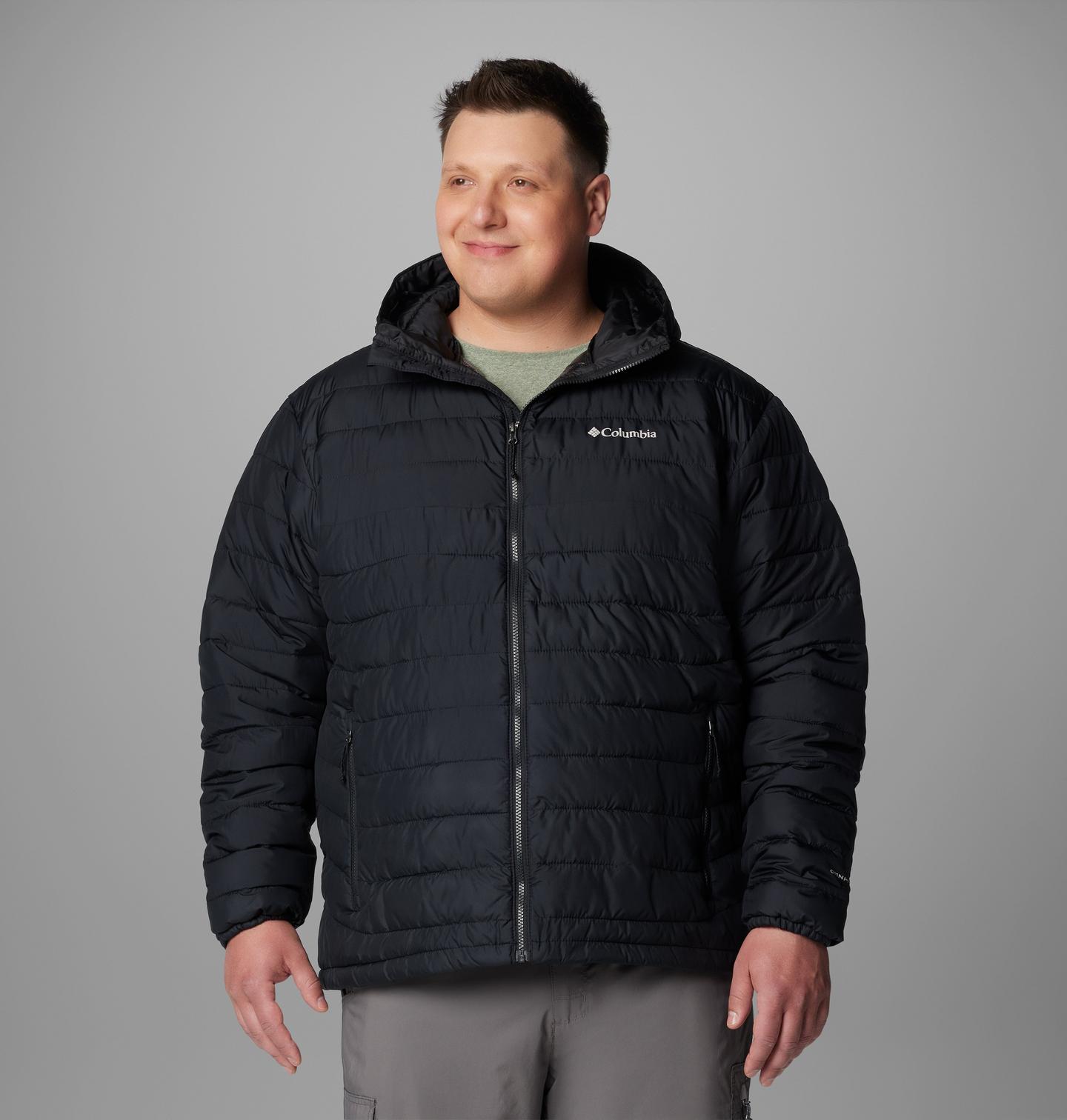 Мужская куртка Columbia Powder Lite II Hooded Jacket - Big, цвет: Чёрный, вариант 1 — фото 1