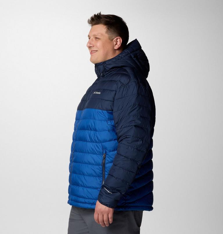 Men's Powder Lite II Hooded Insulated Jacket - Extended Size, Color: Mountain Blue, Collegiate Navy, image 4
