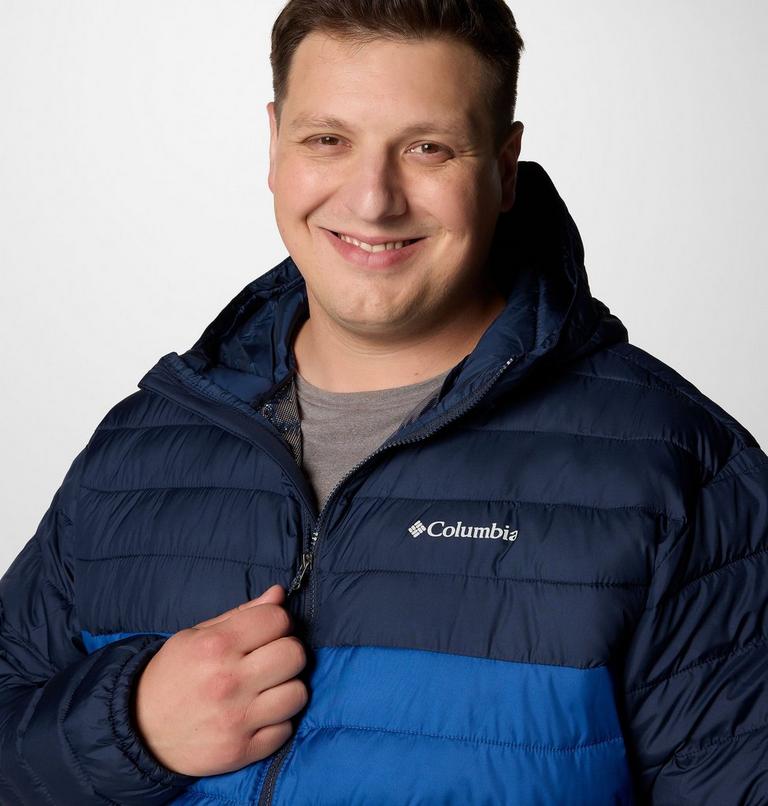 Men's Powder Lite II Hooded Insulated Jacket - Extended Size, Color: Mountain Blue, Collegiate Navy, image 5