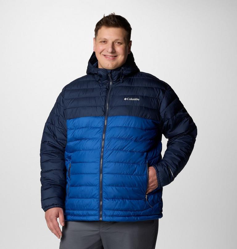 Men's Powder Lite II Hooded Insulated Jacket - Extended Size, Color: Mountain Blue, Collegiate Navy, image 1