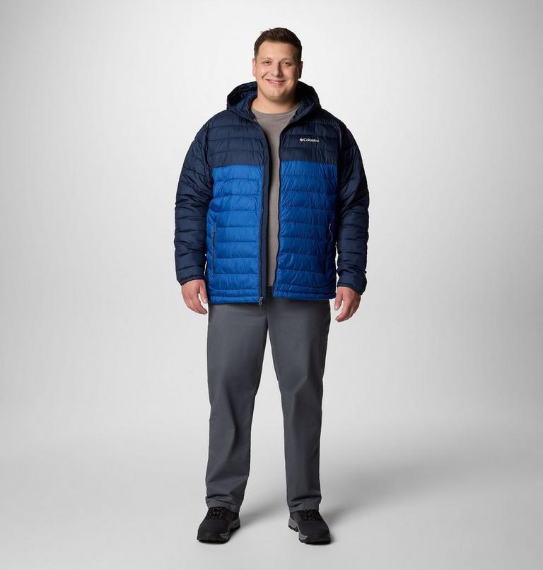Men's Powder Lite II Hooded Insulated Jacket - Extended Size, Color: Mountain Blue, Collegiate Navy, image 2