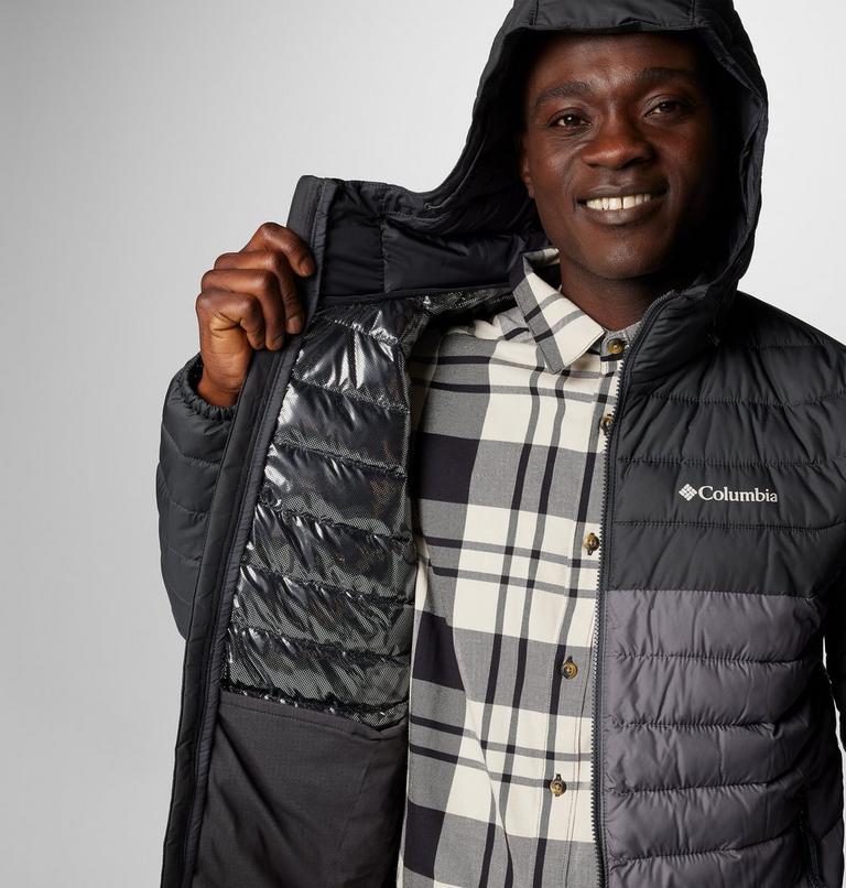 Men’s Powder Lite II Hooded Insulated Jacket, Color: City Grey, Shark, image 7