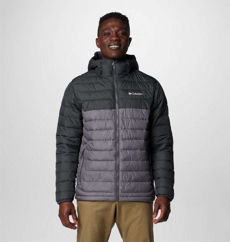 Men’s Powder Lite II Hooded Insulated Jacket, Color: City Grey, Shark, image 1