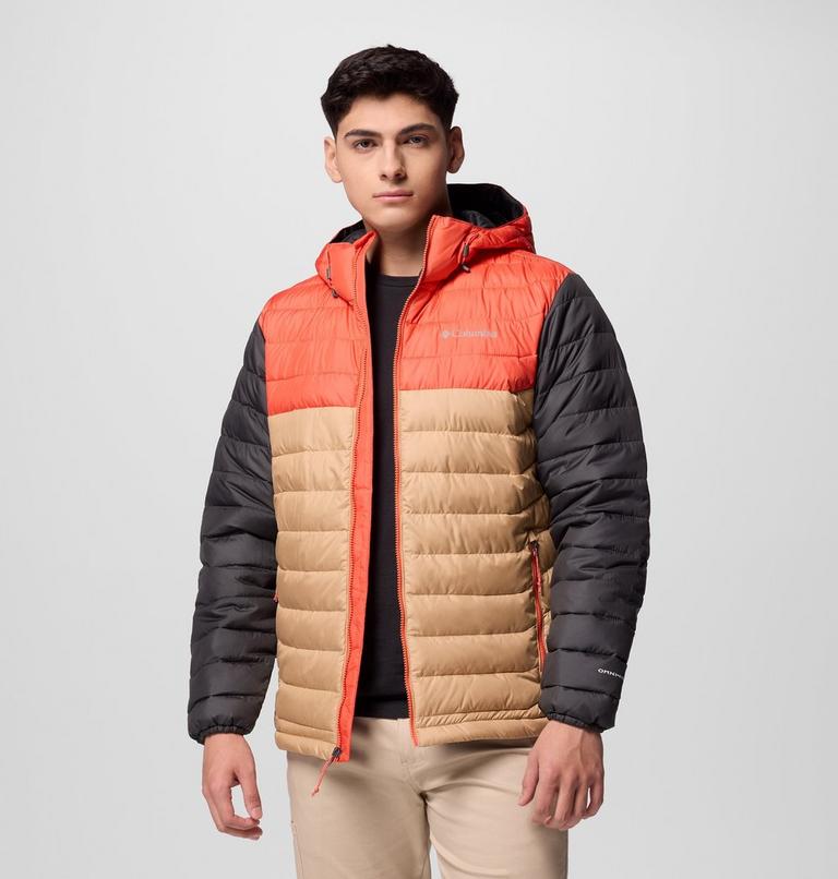 Men’s Powder Lite II Hooded Insulated Jacket, Color: Canoe, Zing, Shark, image 5
