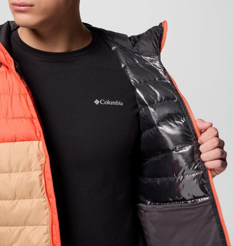 Men’s Powder Lite II Hooded Insulated Jacket, Color: Canoe, Zing, Shark, image 6