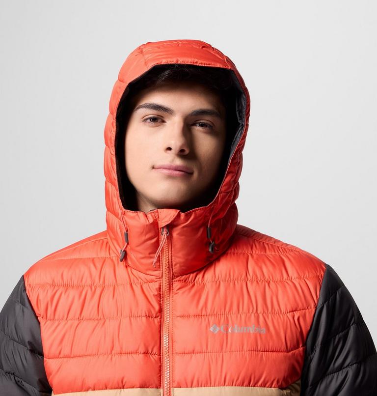Men’s Powder Lite II Hooded Insulated Jacket, Color: Canoe, Zing, Shark, image 7