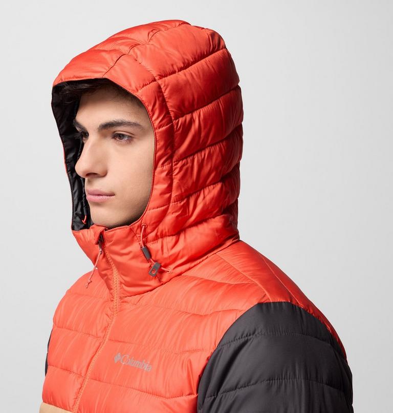 Men’s Powder Lite II Hooded Insulated Jacket, Color: Canoe, Zing, Shark, image 10