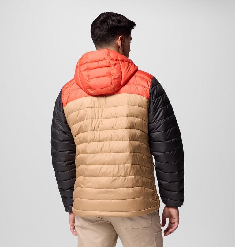 Men’s Powder Lite II Hooded Insulated Jacket, Color: Canoe, Zing, Shark, image 3