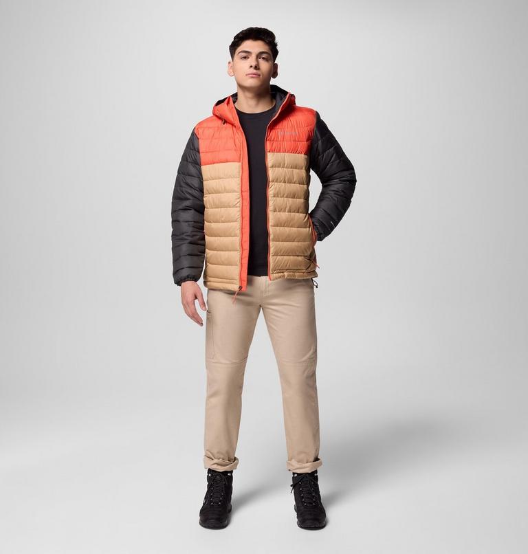 Men’s Powder Lite II Hooded Insulated Jacket, Color: Canoe, Zing, Shark, image 2