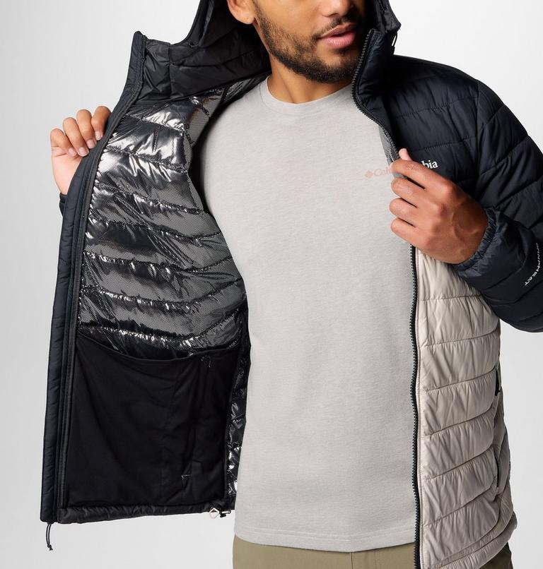 Men’s Powder Lite II Hooded Insulated Jacket, Color: Dark Stone, Black, image 7