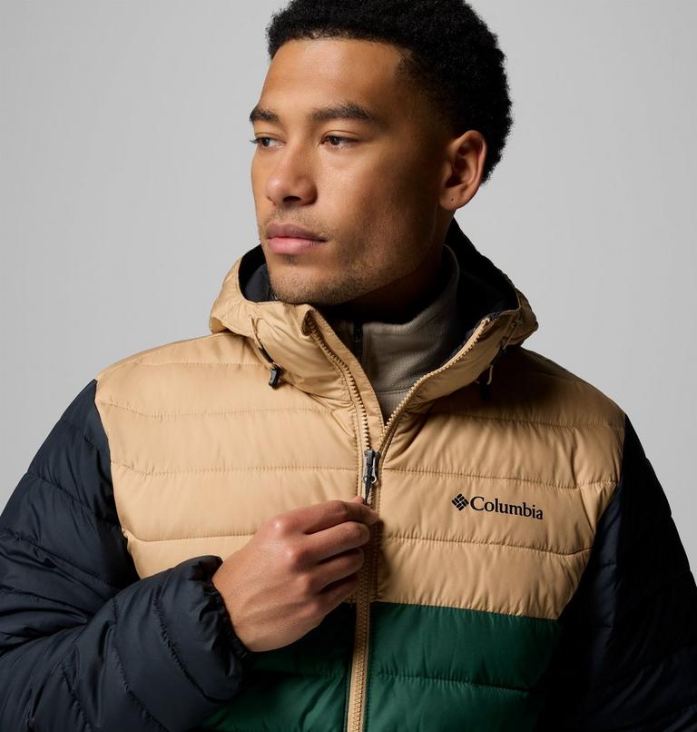 Men’s Powder Lite II Hooded Insulated Jacket, Color: Rain Forest, Canoe, Black, image 7