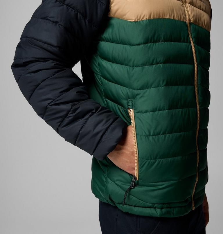 Men’s Powder Lite II Hooded Insulated Jacket, Color: Rain Forest, Canoe, Black, image 8