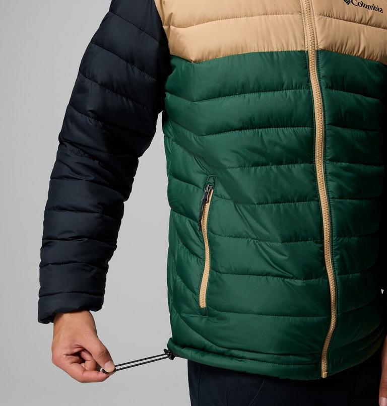 Men’s Powder Lite II Hooded Insulated Jacket, Color: Rain Forest, Canoe, Black, image 9