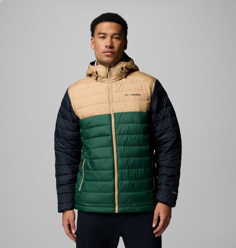 Men’s Powder Lite II Hooded Insulated Jacket, Color: Rain Forest, Canoe, Black, image 1