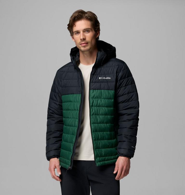 Men&rsquo;s Powder Lite II Hooded Insulated Jacket, Color: Rain Forest, Black, image 5