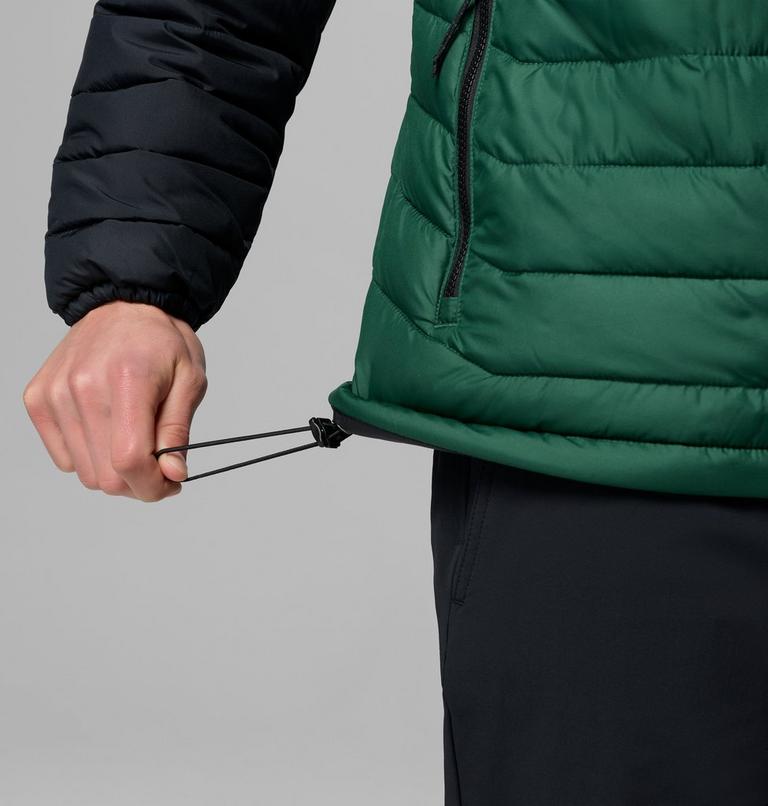 Men&rsquo;s Powder Lite II Hooded Insulated Jacket, Color: Rain Forest, Black, image 8
