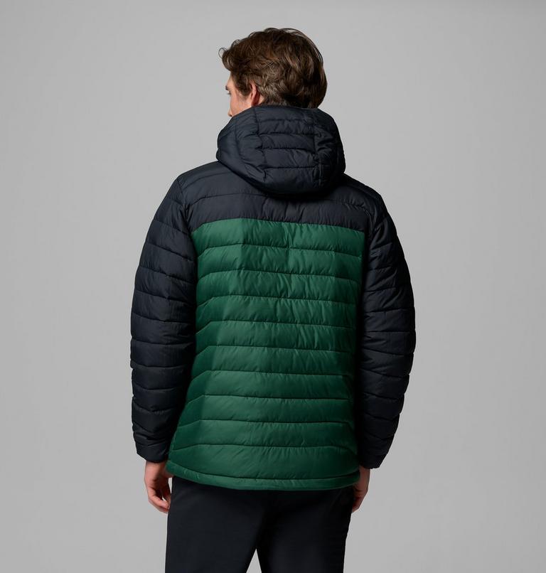Men&rsquo;s Powder Lite II Hooded Insulated Jacket, Color: Rain Forest, Black, image 3
