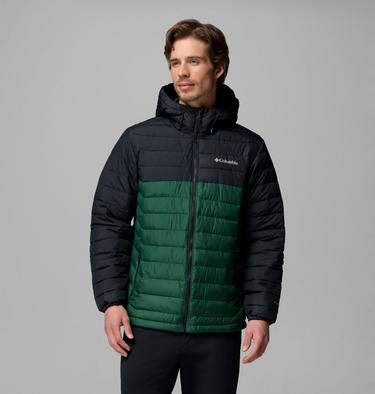 Men&rsquo;s Powder Lite II Hooded Insulated Jacket, Color: Rain Forest, Black, image 17