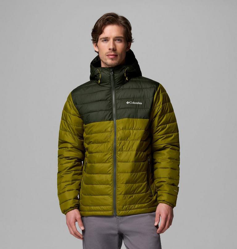 Men&rsquo;s Powder Lite II Hooded Insulated Jacket, Color: Mossy Green, Greenscape, image 1
