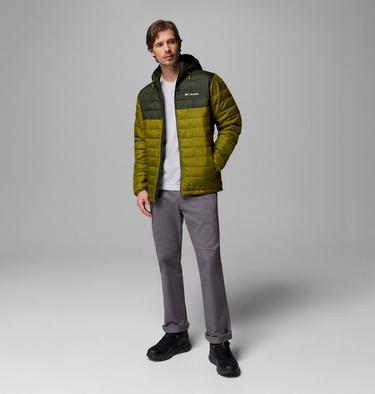 Men&rsquo;s Powder Lite II Hooded Insulated Jacket, Color: Mossy Green, Greenscape, image 6