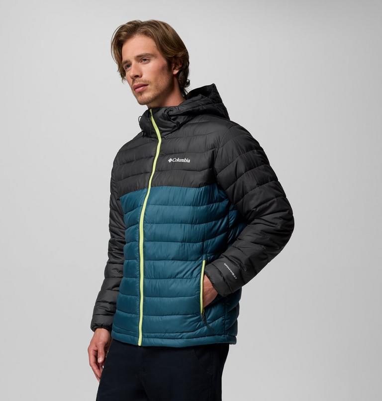 Men’s Powder Lite II Hooded Insulated Jacket, Color: Everblue, Shark, image 4