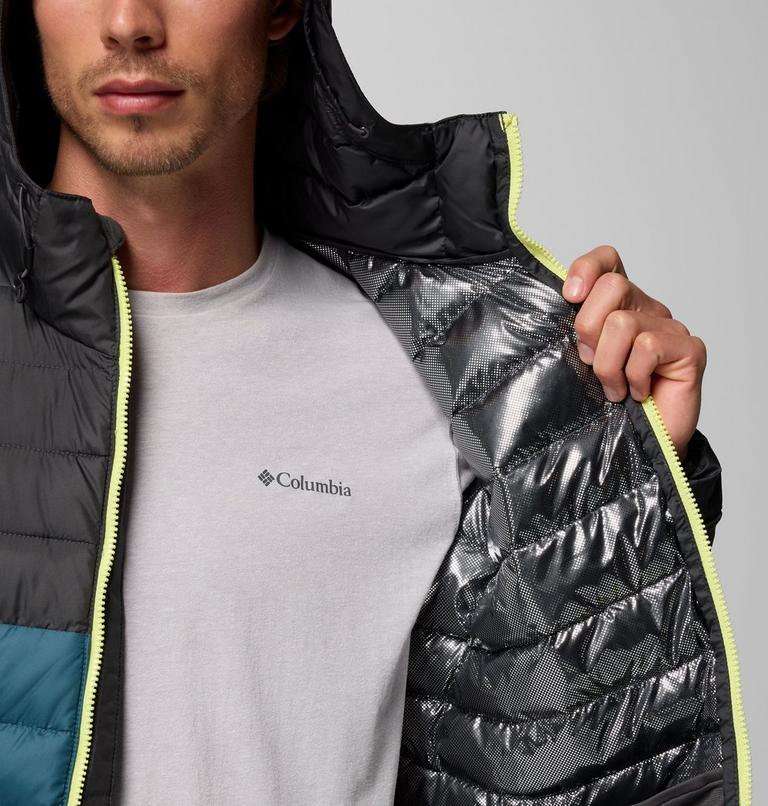 Men’s Powder Lite II Hooded Insulated Jacket, Color: Everblue, Shark, image 6
