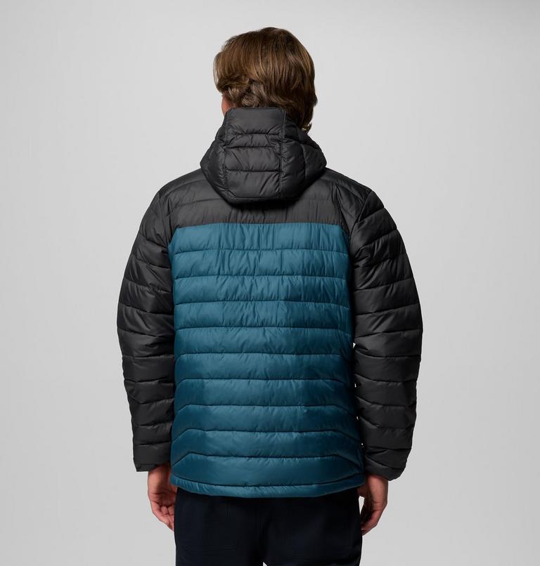 Men’s Powder Lite II Hooded Insulated Jacket, Color: Everblue, Shark, image 3