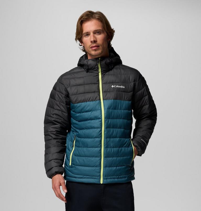 Men’s Powder Lite II Hooded Insulated Jacket, Color: Everblue, Shark, image 1