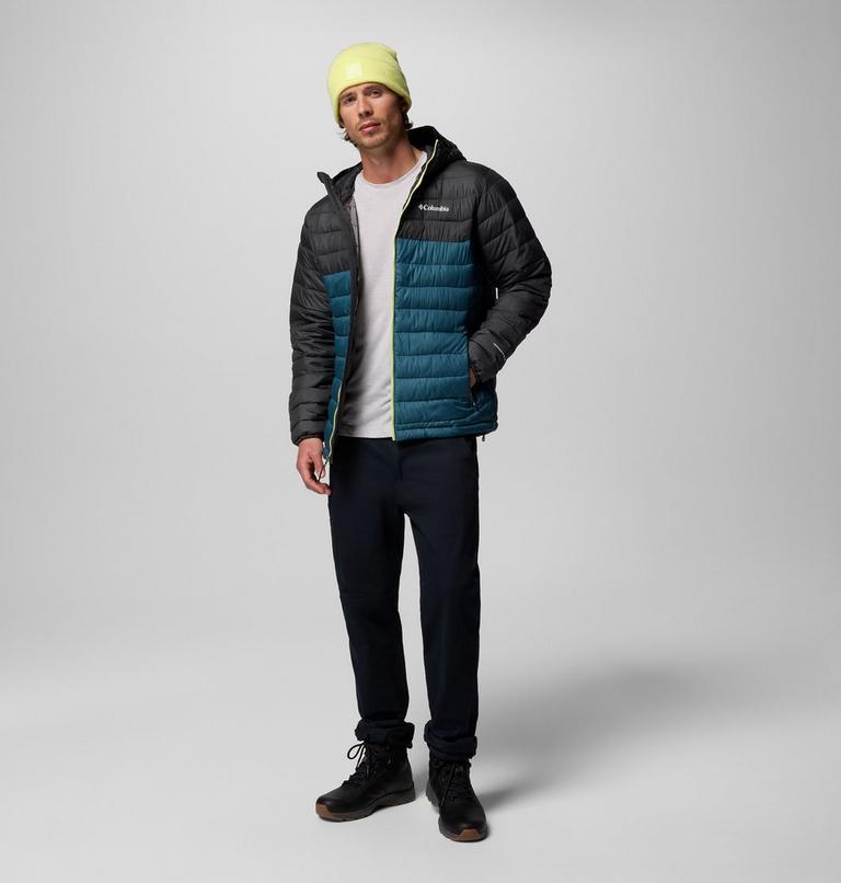Men’s Powder Lite II Hooded Insulated Jacket, Color: Everblue, Shark, image 2