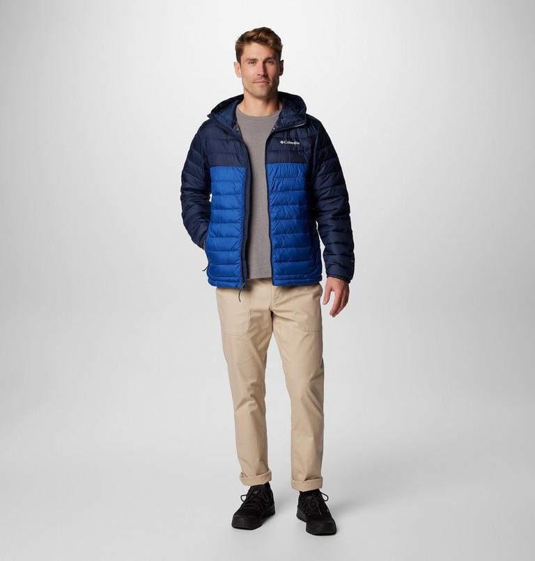 Men’s Powder Lite II Hooded Insulated Jacket, Color: Mountain Blue, Collegiate Navy, image 9
