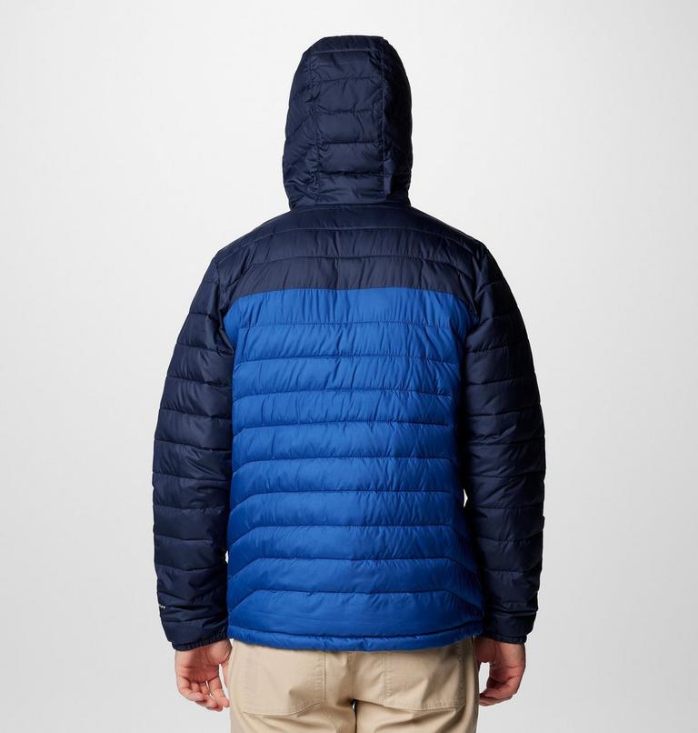 Men’s Powder Lite II Hooded Insulated Jacket, Color: Mountain Blue, Collegiate Navy, image 2