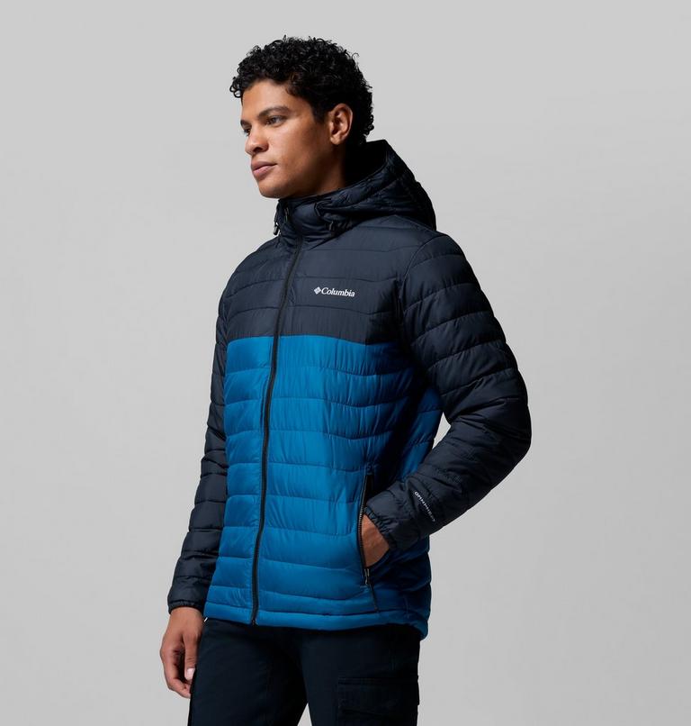 Men&rsquo;s Powder Lite II Hooded Insulated Jacket, Color: Phoenix Blue, Black, image 4