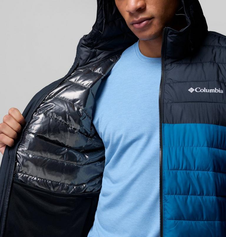 Men&rsquo;s Powder Lite II Hooded Insulated Jacket, Color: Phoenix Blue, Black, image 6